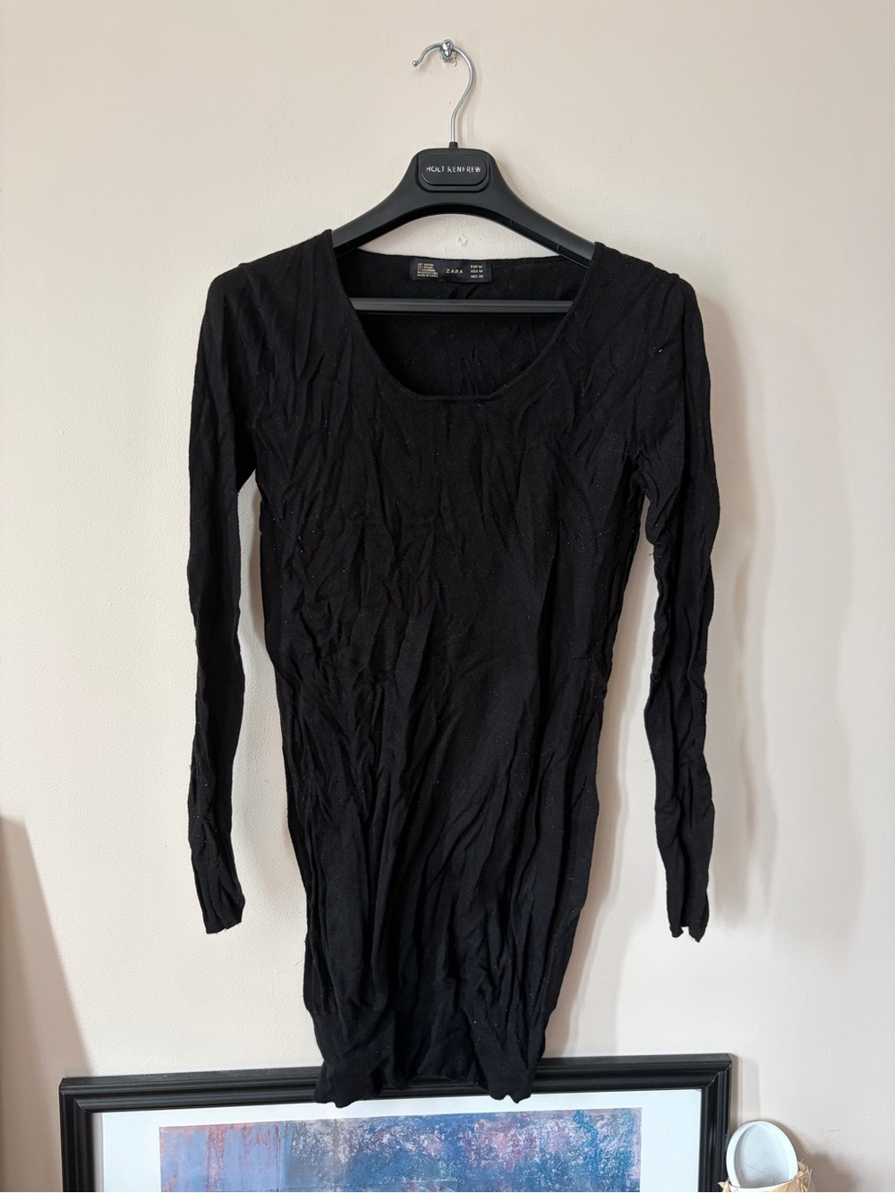 Zara Black Long Sleeve Scoop Neck Top